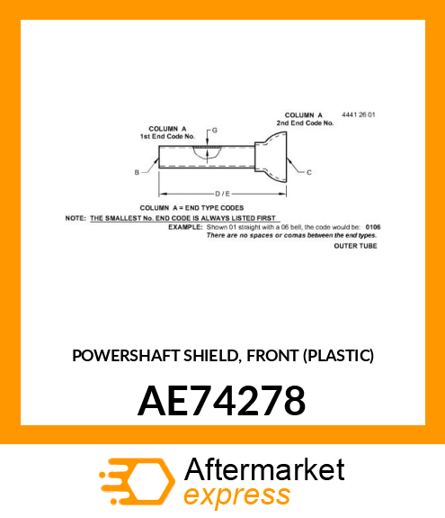 POWERSHAFT SHIELD, FRONT (PLASTIC) AE74278