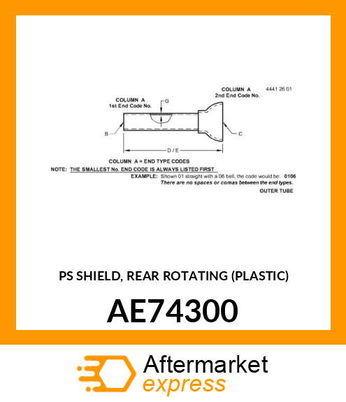 PS SHIELD, REAR ROTATING (PLASTIC) AE74300