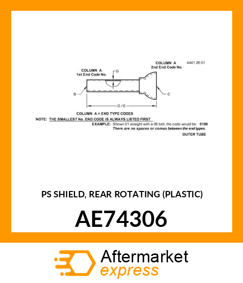 PS SHIELD, REAR ROTATING (PLASTIC) AE74306
