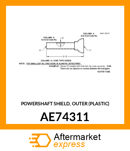 POWERSHAFT SHIELD, OUTER (PLASTIC) AE74311