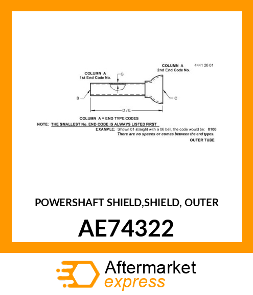 POWERSHAFT SHIELD,SHIELD, OUTER AE74322