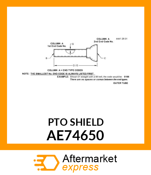 POWERSHAFT SHIELD OUTER AE74650