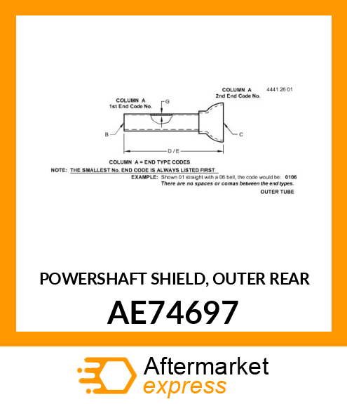 POWERSHAFT SHIELD, OUTER REAR AE74697