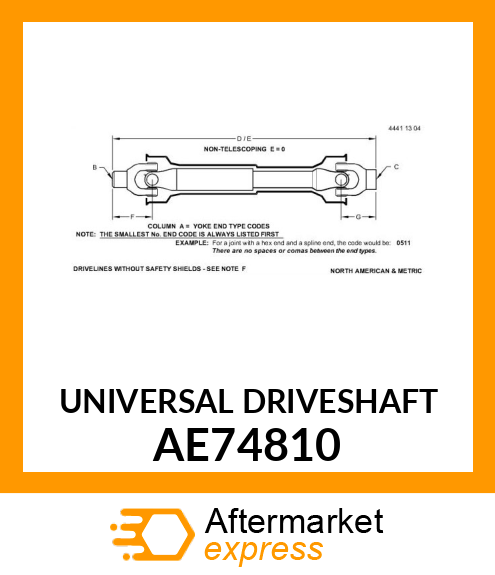 UNIVERSAL DRIVESHAFT AE74810