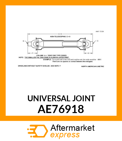 UNIVERSAL JOINT AE76918