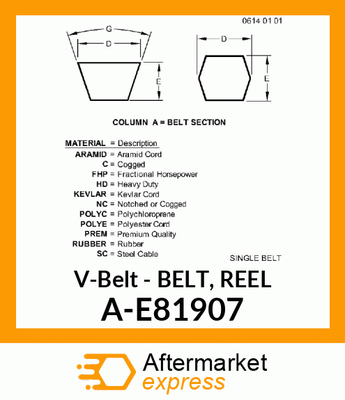 V-Belt - BELT, REEL A-E81907