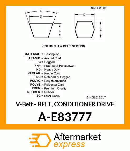 V-Belt - BELT, CONDITIONER DRIVE A-E83777