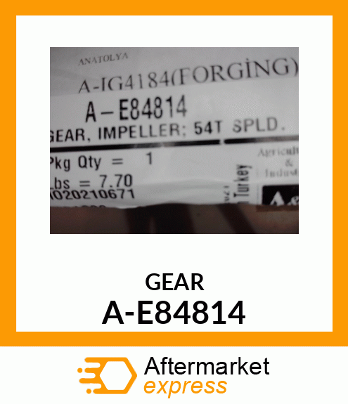 Gear - GEAR, IMPELLER; 54T SPLD. A-E84814