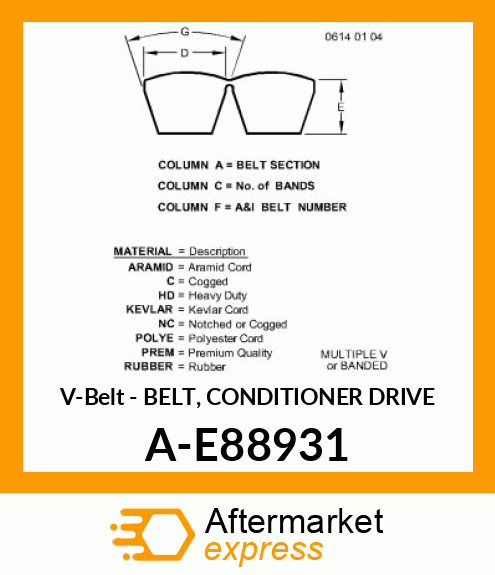 V-Belt - BELT, CONDITIONER DRIVE A-E88931