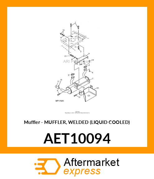 Muffler - MUFFLER, WELDED (LIQUID COOLED) AET10094