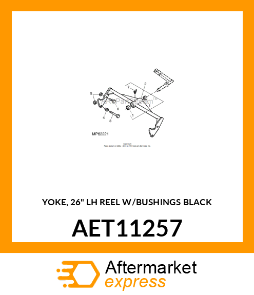 YOKE, 26" LH REEL W/BUSHINGS BLACK AET11257