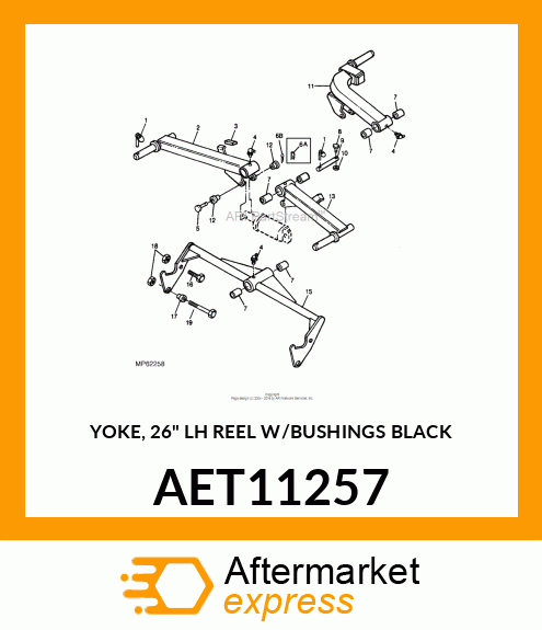 YOKE, 26" LH REEL W/BUSHINGS BLACK AET11257