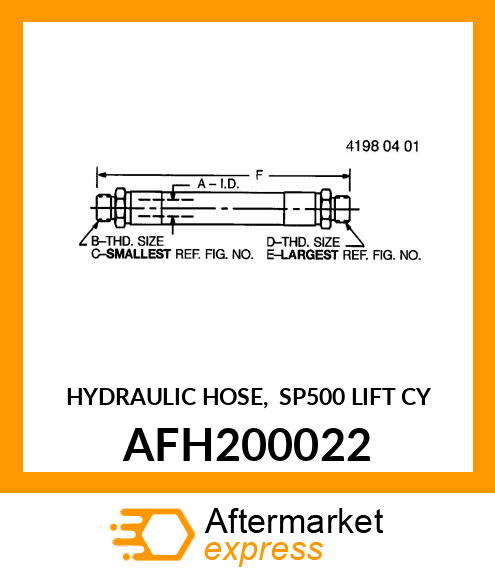 HYDRAULIC HOSE, SP500 LIFT CY AFH200022