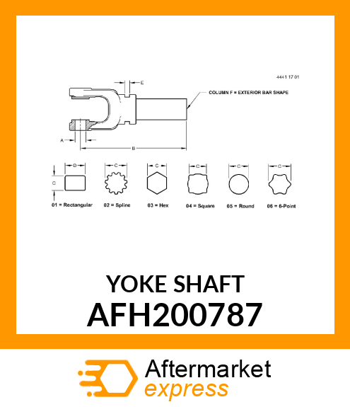UNIVERSAL JOINT WITH SHAFT, CAT 5 W AFH200787