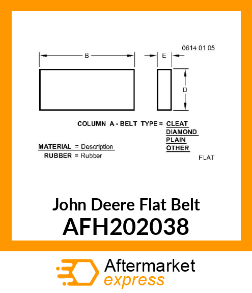 FLAT BELT, 180 FT BULK AFH202038