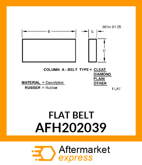 FLAT BELT, 360 FT BULK AFH202039