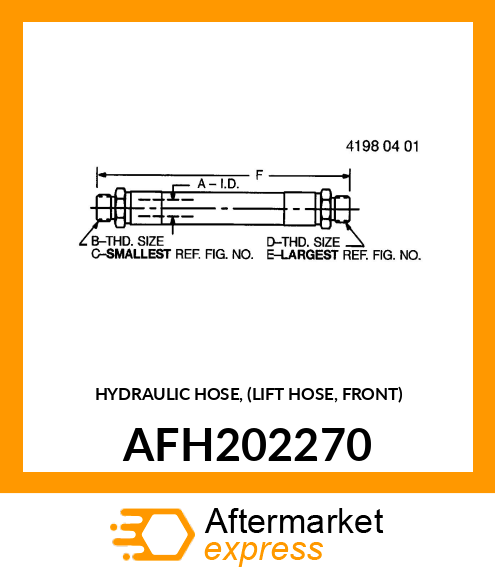 HYDRAULIC HOSE, (LIFT HOSE, FRONT) AFH202270