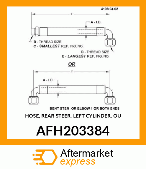 HOSE, REAR STEER, LEFT CYLINDER, OU AFH203384