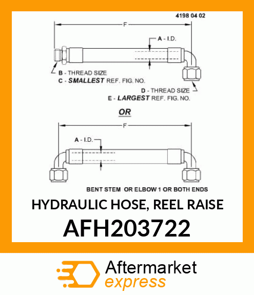 HYDRAULIC HOSE, REEL RAISE AFH203722