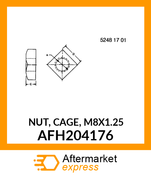 NUT, CAGE, M8X1.25 AFH204176