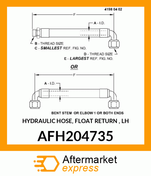 HYDRAULIC HOSE, FLOAT RETURN , LH AFH204735