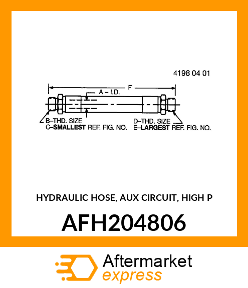 HYDRAULIC HOSE, AUX CIRCUIT, HIGH P AFH204806