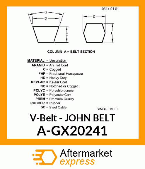 V-Belt - JOHN BELT A-GX20241