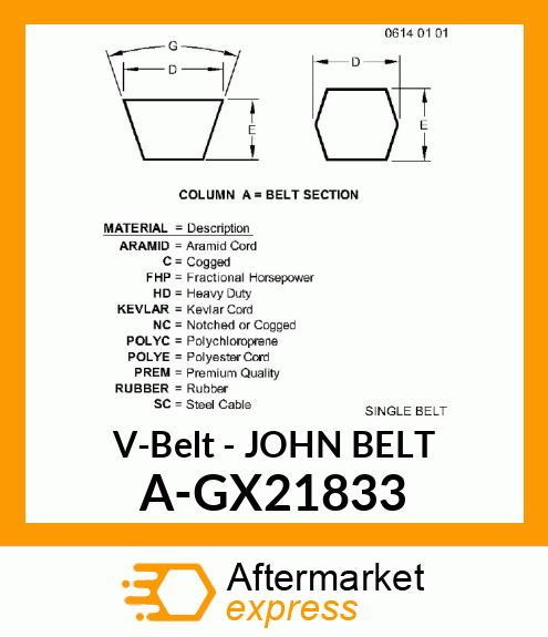 V-Belt - JOHN BELT A-GX21833