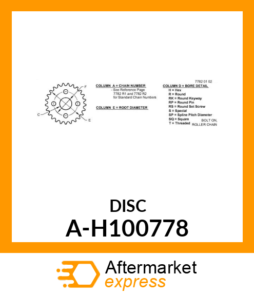 Chain Sprocket - SPROCKET, WALKER DRIVE A-H100778