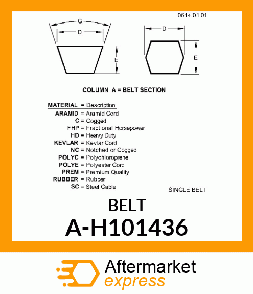 V-Belt - BELT, STRAW CHOPPER A-H101436