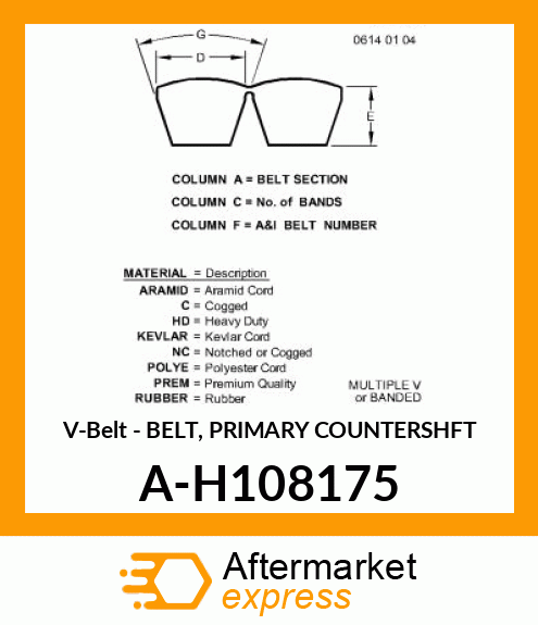 V-Belt - BELT, PRIMARY COUNTERSHFT A-H108175