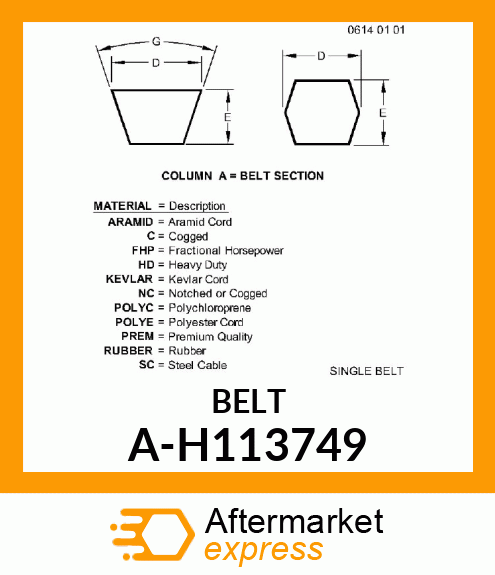 V-Belt - BELT, CYLINDER A-H113749