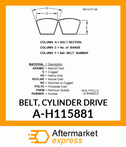 V-Belt - BELT, CYLINDER DRIVE A-H115881