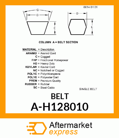 V-Belt - BELT, SECOND COUNTERSHAFT A-H128010