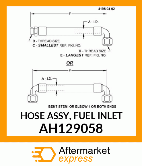 HOSE ASSY, FUEL INLET AH129058