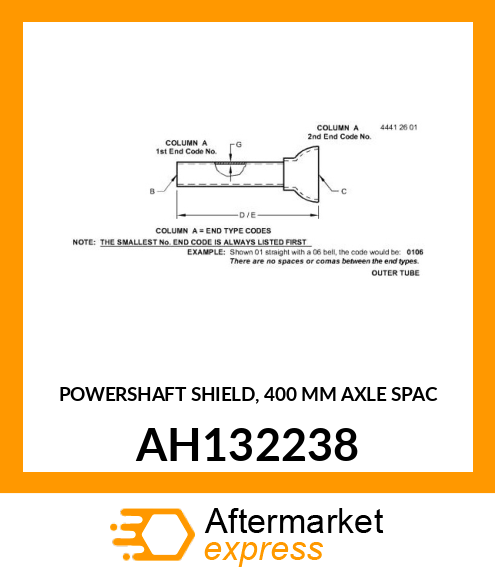 POWERSHAFT SHIELD, 400 MM AXLE SPAC AH132238