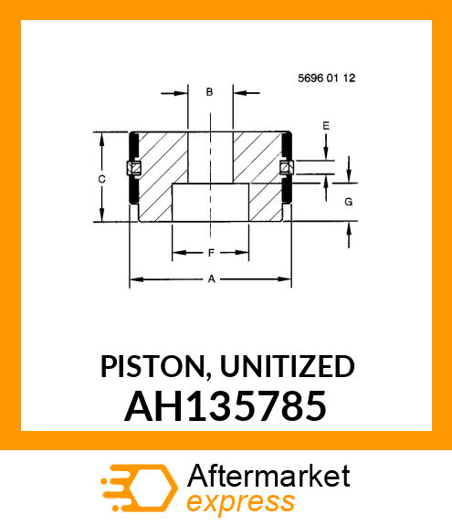 PISTON, UNITIZED 56 X 25 X 13.3 AH135785