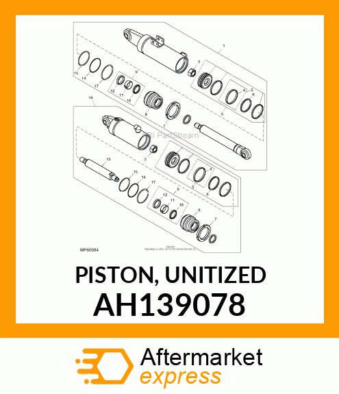 PISTON, UNITIZED 80 X 40 X 20.6 AH139078