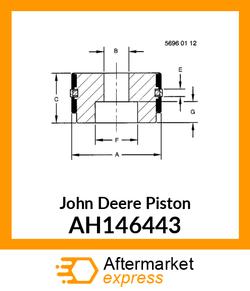 PISTON, UNITIZED, 54 X 25 X 16 AH146443