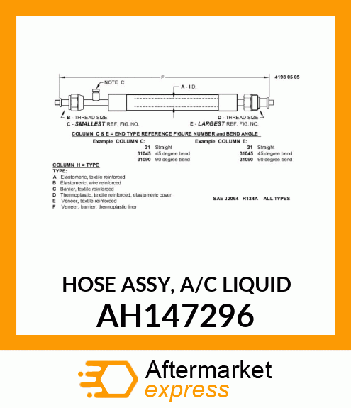 HOSE ASSY, A/C LIQUID AH147296