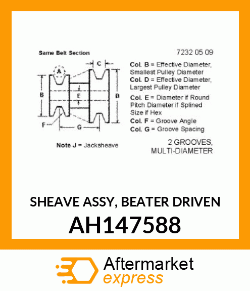 SHEAVE ASSY, BEATER DRIVEN AH147588