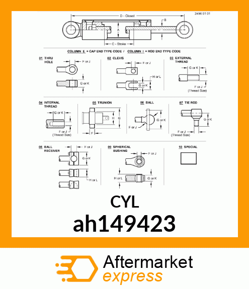 HYDRAULIC CYLINDER, 90X45 ah149423