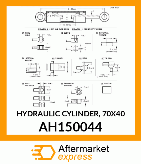 HYDRAULIC CYLINDER, 70X40 AH150044