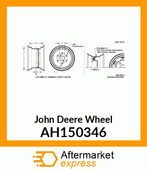 WHEEL, 42X18 OUTER, 335 B.C., 315.2 AH150346