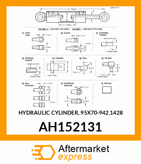 HYDRAULIC CYLINDER, 95X70 AH152131