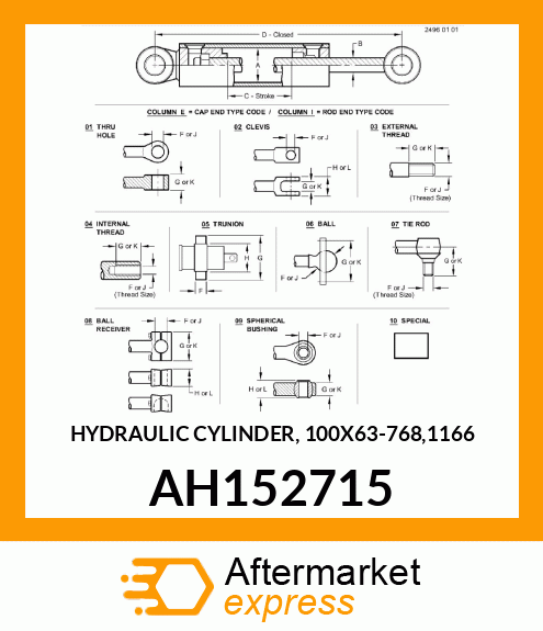 HYDRAULIC CYLINDER, 100X63 AH152715