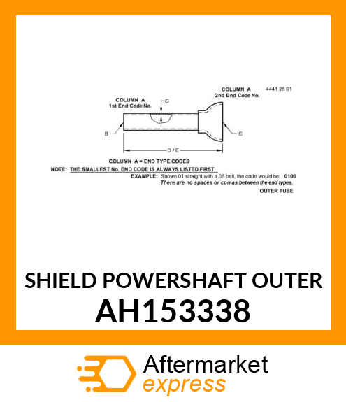 SHIELD POWERSHAFT OUTER AH153338