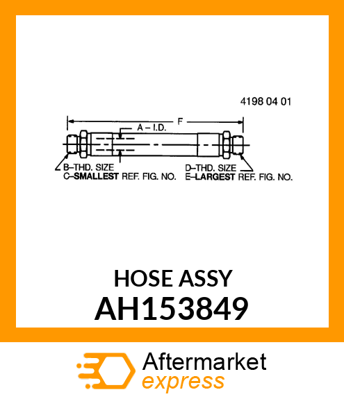 HOSE, HYD PRESS, STRG WORK, L TURN AH153849