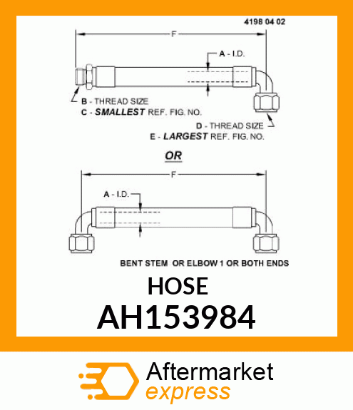 HYD HOSE PRESS GT UNLDG CYL AH153984