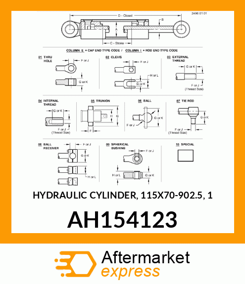 HYDRAULIC CYLINDER, 115X70 AH154123